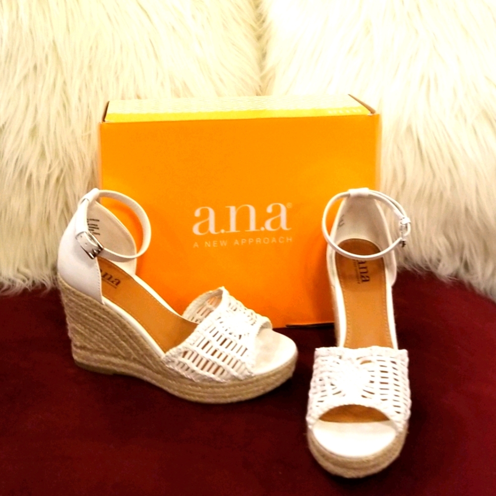 White A.N.A Wedge Sandals ~ Size 7